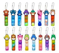 Steemjoey 16 PCS Pop Keyring, Mini Squeeze Pop Bubble Fidget, Party Bag Fillers Stress Reliever Anti-Anxiety Sensory Toy Office Desk Toy for Kids Adults