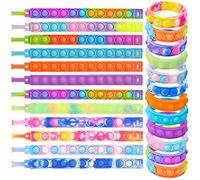 Steemjoey 24pcs Fidget Bracelet Toys, Stress Relief & Anti-Anxiety Wristband Fidget Toys Set, Silicone Rainbow Wearable Push Popper Bubbles Fidget Sensory Toy for Kids & Adults, ADD, ADHD, Austism