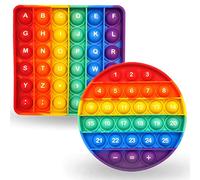 Steemjoey 2PCS Pop Fidget Toy, Stress reliever Push pop fidget toy, Poppers Fidget Toys Anxiety Relief ABC Learning and Educational Toys for Kids Adults - Letters on One Side, Numbers on The Other