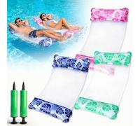 Steemjoey 3Pcs Swimming Pool Float Hammock, 4 in 1 Pool Inflatables, Water Relaxing Lounger, Lounge Chair Hammock Drifter Summer Holiday Sea Beach Fun Relieve Stress for Adults Birthday Gift