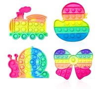 Steemjoey 4PCS Pop Fidget Toy Set, Silicone Push It Pop Bubble Sensory Toy, Snails Trains & Duck Stress Relief Toys Squishy Popper Squeeze Anxiety Reliever Toy Gift for ADHD ADD Kids Adults