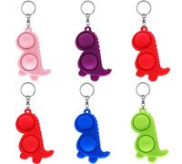 Steemjoey 6 Pcs Fidget Keyring, Mini Pop Keyring Keychain, Party Bag Fillers Bubble Poppet Sensory Fidget Toy, Dinosaur Squeeze Keychain Anxiety Stress Relief, Party Favour Birthday Gifts For Kids