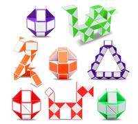 Steemjoey 8 Pack 24 Blocks Magic Snake Cube, Party Bag Fillers for Kids, 3D Puzzles Games Fidget Snake Toy Birthday Party Favors Christmas Stocking Fillers for Toddlers Kids Boys Girls (Color Random)