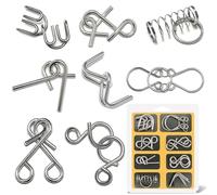 Steemjoey Set of 8 Brain Teaser Metal Wire Puzzles, Metal Wire IQ Brain Mind Teaser Puzzles, IQ Test Toy Mind Game Jigsaw School Gift Toys Party Bag Fillers Christmas Party Favours for Kids Adults