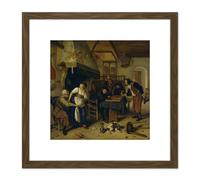 Steen Backgammon Known Two Kinds Of Games Painting 8X8 Inch Square Wooden Framed Wall Art Print Picture with Mount Artery8 Brown One Size