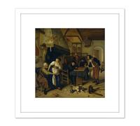 Steen Backgammon Known Two Kinds Of Games Painting 8X8 Inch Square Wooden Framed Wall Art Print Picture with Mount Artery8 White One Size