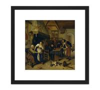 Steen Backgammon Known Two Kinds Of Games Painting 8X8 Inch Square Wooden Framed Wall Art Print Picture with Mount Artery8 Black One Size