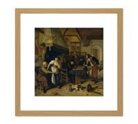 Steen Backgammon Known Two Kinds Of Games Painting 8X8 Inch Square Wooden Framed Wall Art Print Picture with Mount Artery8 Light Oak One Size
