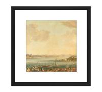 Steen View Of Constantinople Istanbul And Seraglio 8X8 Inch Square Wooden Framed Wall Art Print Picture with Mount Artery8 Black One Size