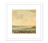 Steen View Of Constantinople Istanbul And Seraglio 8X8 Inch Square Wooden Framed Wall Art Print Picture with Mount Artery8 White One Size