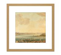 Steen View Of Constantinople Istanbul And Seraglio 8X8 Inch Square Wooden Framed Wall Art Print Picture with Mount Artery8 Light Oak One Size