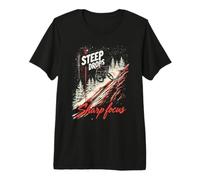 Steep Drops Sharp Focus Retro Mountain Biker Adventure Premium T-Shirt