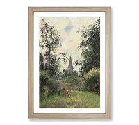 Steeple of Bazincourt by Camille Pissarro Framed Print | A2 Oak Framed Wall Art | Ready to Hang | Modern Nature Picture | Living Room Bedroom Lounge Office