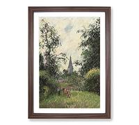 Steeple of Bazincourt by Camille Pissarro Framed Print | A2 Walnut Framed Wall Art | Ready to Hang | Modern Nature Picture | Living Room Bedroom Lounge Office