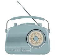 Steepletone Baby Brighton-BT. COMPACT Retro Radio + BLUETOOTH, SPEAKER. Rotary FM Radio, Shabby Chic Nostalgic, 1950s Style, Mains Electric, Battery, Smart Phone Link (Pastel Grey)