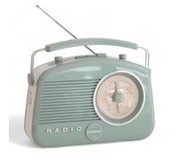 Steepletone Brighton BT Retro Radio, FM MW & LW, Bluetooth Connectivity, Battery & Mains Operated, Headphone Socket, Portable, Classic Radio Style (Sage Green)
