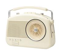 Steepletone Brighton Mk2 Shabby Chic Nostalgic Retro Radio (1950's Style), Mains Electric/Battery Powered. Rotary Radio FM & AM (MW + LW). Mobile Smart Phone Music Playback (Mains Lead Inc) Beige