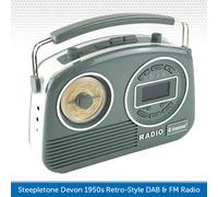 Steepletone Devon Retro Portable DAB Radio FM/MW with Aux In for Connecting Smartphone,Tablet (Pastel Grey)