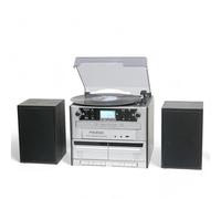 Steepletone PHOENIX 6 in 1 Music Centre High Speaker Volume, Triple CD Player, Vinyl Record Player, Twin Cassette, FM Radio and Bluetooth, MP3 playback Encoding, Remote Control, Stereo Speakers