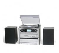 Steepletone PHOENIX 6 in 1 Music Centre High Speaker Volume, Triple CD Player, Vinyl Record Player, Twin Cassette, FM Radio and Bluetooth, MP3 playba
