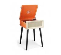 Steepletone Retro Record player with Legs, SRP1R XP, 3 Speed Record Player, FM Radio & Bluetooth Plyaback, Vinyl Record Player (ORANGE)