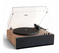Steepletone Richmond Record Player, Bluetooth, 30W Built in Speakers, with Aluminum platter, Belt Drive 2-Speed, Adjustable Counterweight, AT-3600L, Tone & Bass Controls (Walnut Wood)