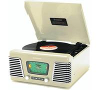 Steepletone Roxy 1 Record Player - Retro Style Turntable, MW/FM Radio & MP3 Playback - Cream Model by Steepletone