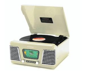 steepletone Roxy 1 Retro Style Turntable Record Player - Cream