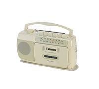 Steepletone SCR209 Portable MW-FM Radio Cassette Tape Player Recorder with Built In Microphone/Battery/Mains Powered - Cream
