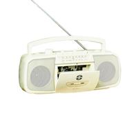 Steepletone SCR315s - Portable Stereo Cassette Player, Recorder and MW-FM Radio - Retro 80s Style in Cream or Black