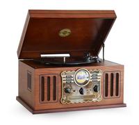 Steepletone Westminster 2018 Nostalgic DAB Radio 7 in 1 Music Centre: 3 Speed Record Player, CD Player, Cassette Player, USB/MP3 RECORDING, FM, Remote Control (Dark Wood (BLUETOOTH Version Package)