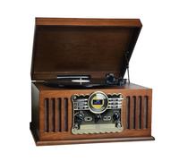 Steepletone - Wood Westminster Nostalgic Music Centre - 7-in-1 Record Player with DAB Radio, CD, Cassette and MP3 (Dark Brown)