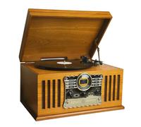 Steepletone - Wood Westminster Nostalgic Music Centre - 7-in-1 Record Player with DAB Radio, CD, Cassette and MP3 (Light Brown)
