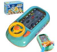 Steer Joy Driving Simulator for Kids, Car Racing Adventure Toy with Steering Wheel, Steering Wheel Toy with Music and Vehicle Sound Effects, Driving Games for Boys Girls Ages 3 and Above (Green)