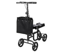Steerable Knee Scooter for Adults with Locking Handbrake & Basket, Adjustable Height Knee Walker Alternative to Crutches for Broken Foot, Surgery Recovery Black