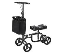 Steerable Knee Scooter for Broken Foot Recovery, Foldable Knee Walker with Storage Bag and Dual Rear Brakes, Heavy Duty Mobility Aid Crutches Alternative for Adults, Black Black