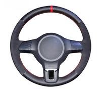 Steering Cover Wheel For VW For Golf 6 Mk6 For Polo For Jetta MK5 For Sagitar For Bora For Santana DIY Black Genuine Leather Suede Car Steering Wheel Cover Steering Wheel Protector(Red Thread)