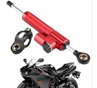 Steering Damper - Universal Aluminum Alloy Steering Damper Stabilizer for Motorcycle (Red+Black)