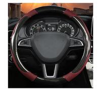Steering Hood 38CM Carbon Fiber Leather Car Steering Wheel Cover For Skoda For Kodiaq For Superb For Yeti For Karoq For Kamiq Wheel Cover(WINE RED)