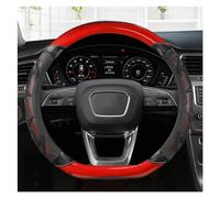 Steering Hood 38CM D Shape Carbon Fiber Leather Car Steering Wheel Cover For A1 A3 A4L A6L A3 Q2L Q3 Q5L Q7 A5 A7 For TT Wheel Cover(Red)