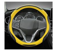 Steering Hood Carbon Fiber Leather 38CM Car Steering Wheel Cover Auto Interior Accessories For Jazz 2014-2019 For HR-V 2016 Wheel Cover(Yellow)