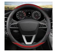 Steering Hood Carbon Fiber Leather Car Steering Wheel Protective Cover 38CM For Seat For Tarraco For Arona For Ateca Wheel Cover(Red)