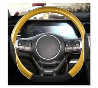 Steering Hood D Shape 38cm 15" Carbon Fiber Leather Car Steering Wheel Cover For Kia For Rio 2 3 4 For X-Line K2 K3 K4 K5 KX1 KX3 KX5 Wheel Cover(GOLD)