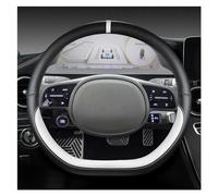 Steering Hood D Shape PU Leather Car Steering Wheel Cover For Hyundai For Ioniq 5 2016 2017 2018 2019 2020 2021 2022 Wheel Cover(WHITE)