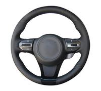 Steering Hood DIY Hand-stitched Black Soft Faux Leather Car Steering Wheel Cover For Kia K5 For Optima 2014 2015 Car Accessories Wheel Cover(Light blue Thread)