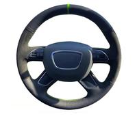 Steering Hood DIY Suede Leather Car Steering Wheel Cover For A6 2005-2018 A3 A4 2013-2018 Q3 2012-2018 Q5 Q7 2013-2018 Wheel Cover(Blue Thread)