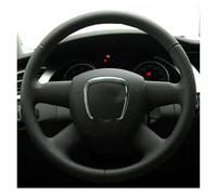 Steering Protective Cover Hand-stitched Black Leather DIY Car Steering Wheel Cover for Old for A4 B7 B8 for A6 C6 2004-2011 for Q7 2005-2011 Wheel Protector(Red Thread)