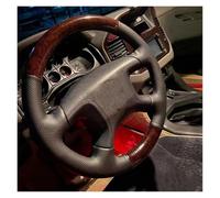 Steering Protective Cover Hand-stitched Black Perforated Leather Car Steering Wheel Cover Suitable For Mitsubishi Pajero V73 V77 2004-2008 Wheel Protector(Brown thread)