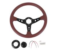 Steering Wheel, 14 Inch Universal Racing Steering Wheel, Drifting Deep Dish Steering Wheel, 6 Bolts Grip PU Leather & Aluminum with Horn Button for Car Boat Truck Yacht