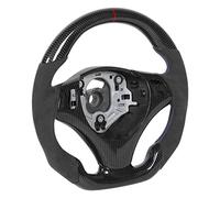 Steering Wheel, Automotive Steering Wheels Carbon Fiber Suede with Red Stripe Arrow Storage Case for 3 Series E90 E92 E93 M3 E82 E88 2006-2013